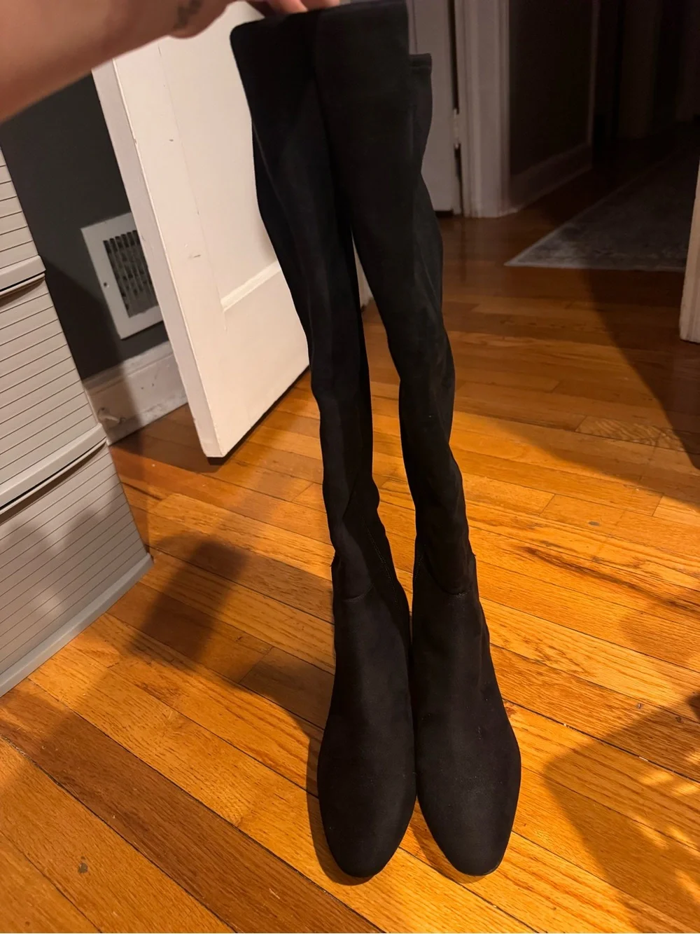 Michael Kors Black Suede Over-the-Knee Block Heel Boots